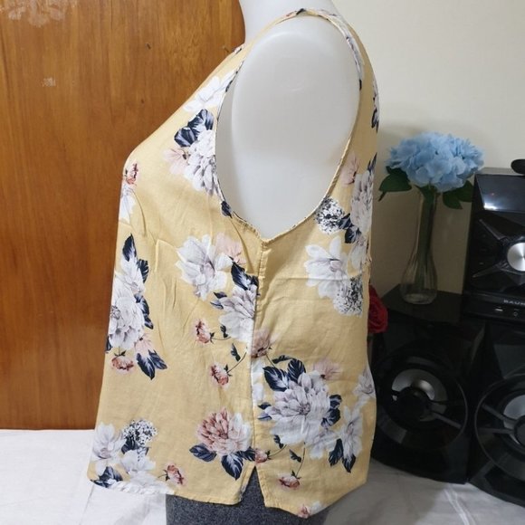 Just Jeans AU-16 Yellow Floral Design Sleeveless Singlet Top NWOT - Picture 5 of 11
